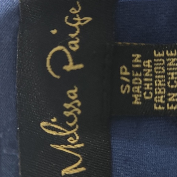 Melissa Paige Navy Lace Sleeve Women's Top SP - Picture 6 of 7